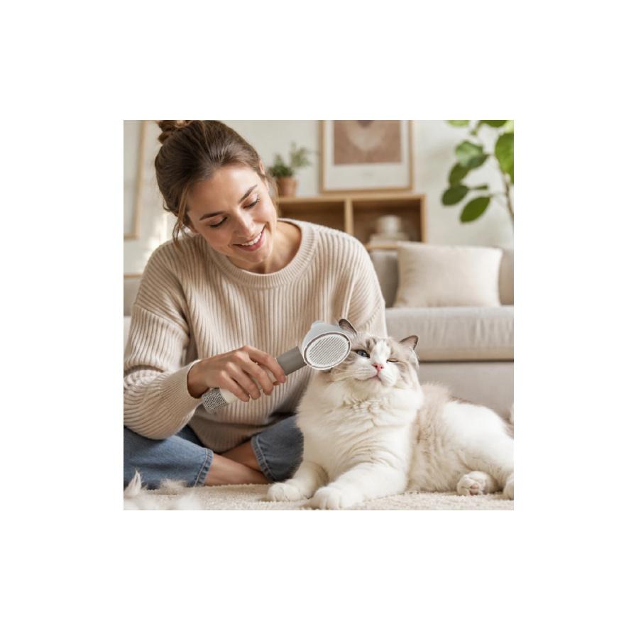 Pet Grooming Dryer Brush 2-in-1 Pet Dryer Brush Dog Grooming Blower 3-Speed Detangling for After Bath