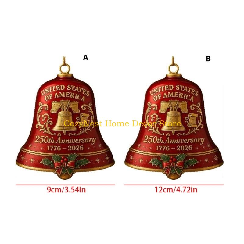 92MF 1776-2026 United 250th Anniversary Bells Ornament Christmas Bells Gift