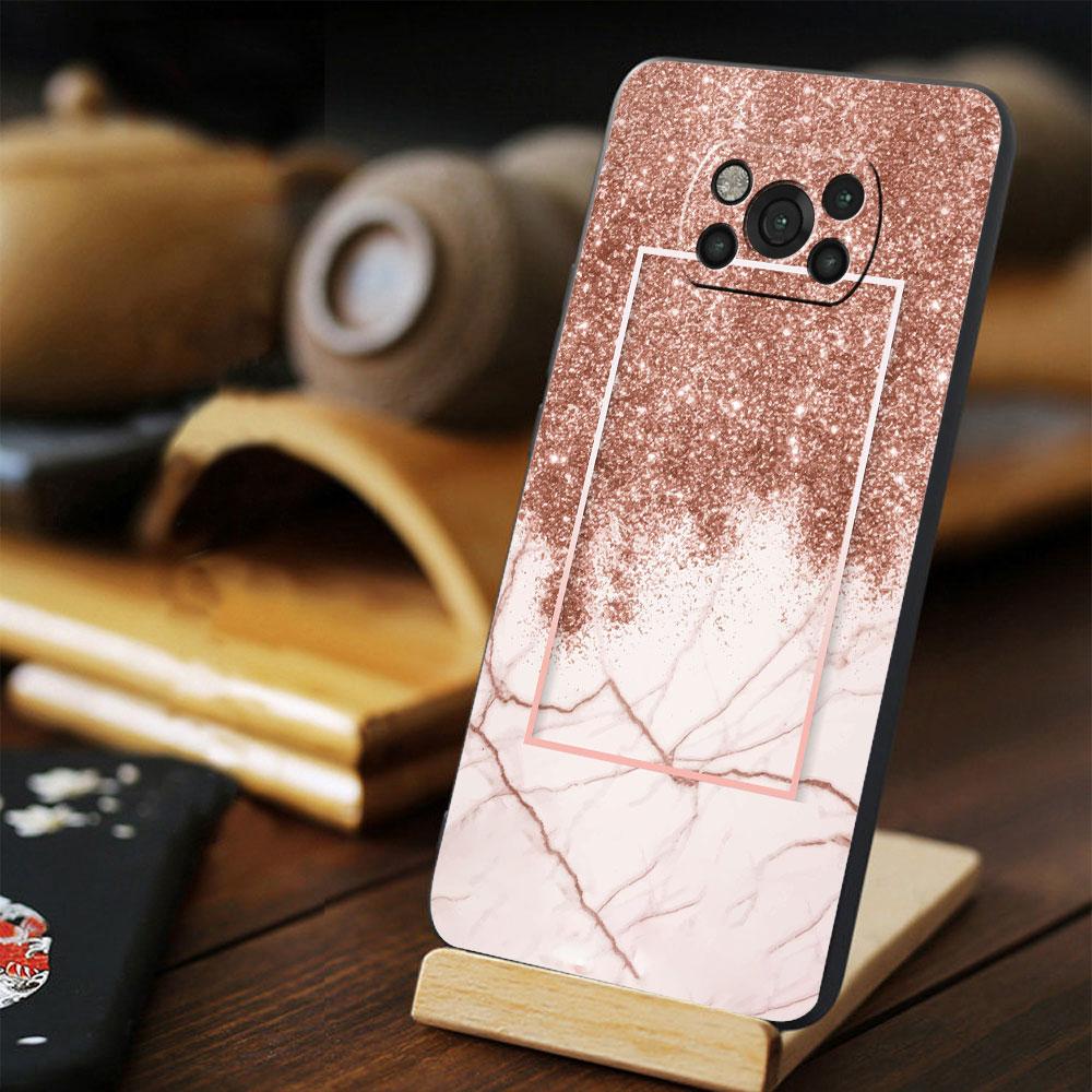 Чехол для мобильного телефона TPU для Xiaomi POCO 9T 11T F4 GT MI 11 lite X3 NFC M4 Pro 5G F3 M3 10T X4 Gold Pink Rose Glitter Hearts