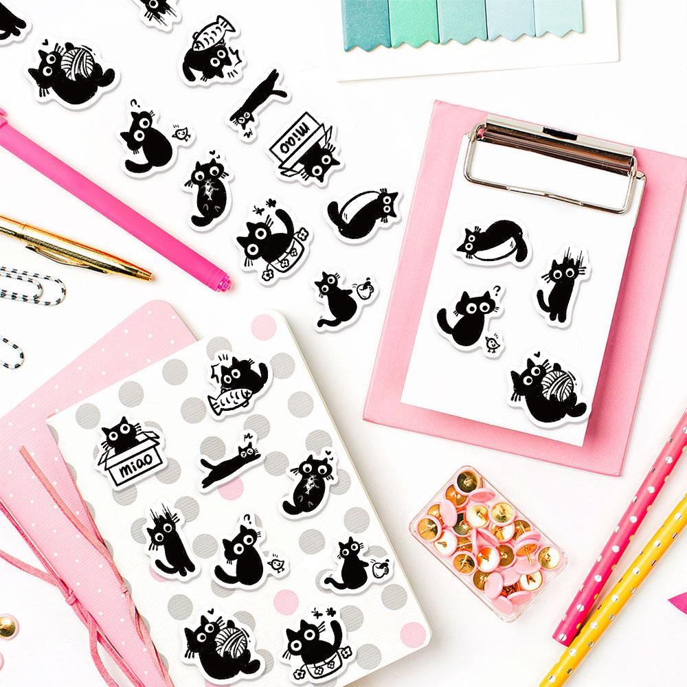 500PCS Small Black Cat Roll Sticker Graffiti Stickers DIY Phone Case Laptop Water Bottle Waterproof Stickers