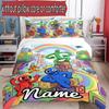 3pcs Duvet Cover Set (1*Duvet Cover + 2*Pillowcase, Without Core), Custom Name Game Rainbow Friends Pattern Bedding Set, Home Bedroom Decor Gift