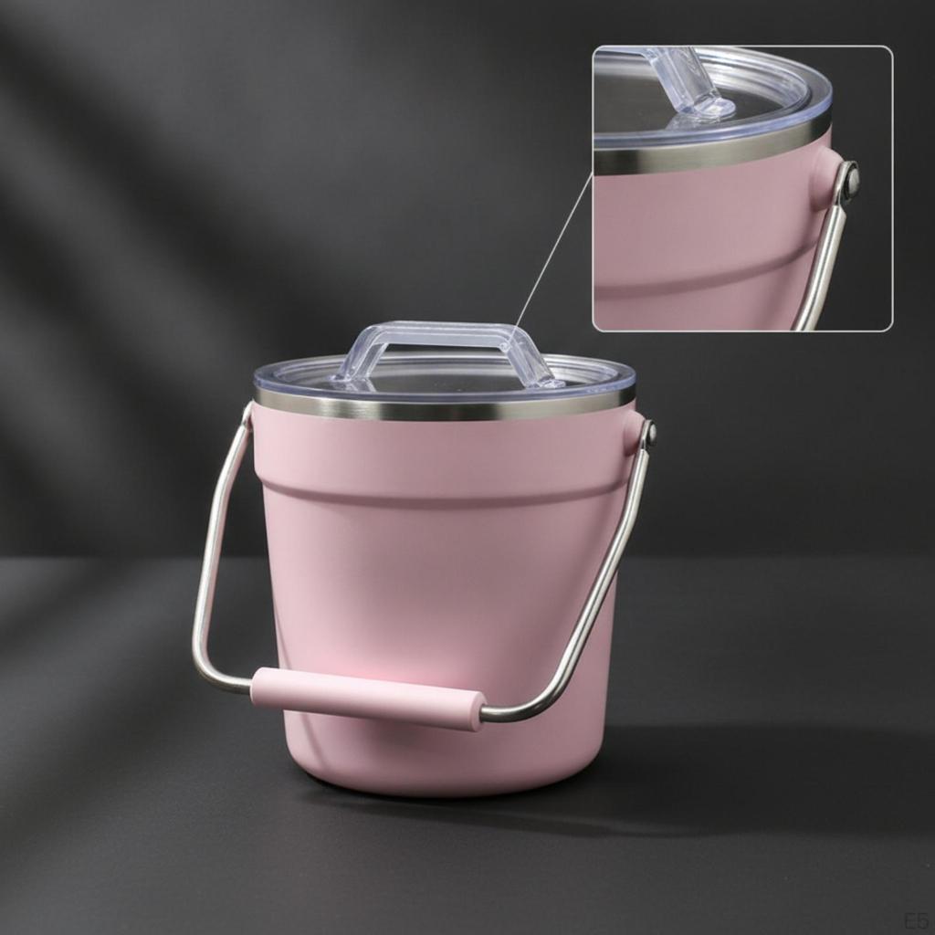 Ice Container with Lid Portable Insulated Sturdy for Countertop