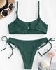 Европейские и американские женщины, сексуальный комплект из двух частей, комплект бикини Sandbeach, однотонный комплект купальников, мягкий топ с завязками по бокам, треугольный купальник, бандажный танкини, купальный костюм