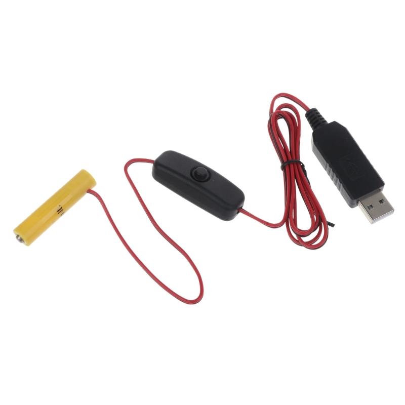 Кабель-выпрямитель батареек Type-C/USB на 4,5 В AAA с выключателем и фиктивной батареей для светодиодных фонарей, бритв, игрушечных радиоприемников