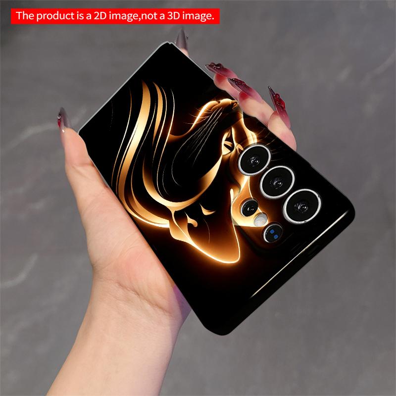 2DFlat Samsung phone case Golden Neon Cat Silhouette Phone Case Applicable to Galaxy S22 S23 S24 S25ULTRA S26 A12 A13 A14 A15 A16