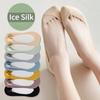 Women Ice Silk Boat Socks Non Slip Heel Summer Invisible Socks Pure Cotton Thin Socks