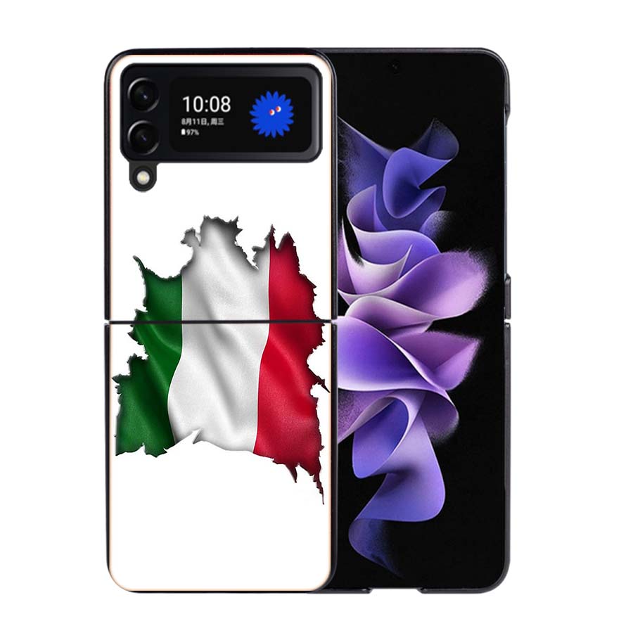 Italy Flag Coque Case For Samsung Galaxy Z Flip 7 6 Flip4 Flip5 Zflip3 Black Hard PC Phone Shell Protective Cover