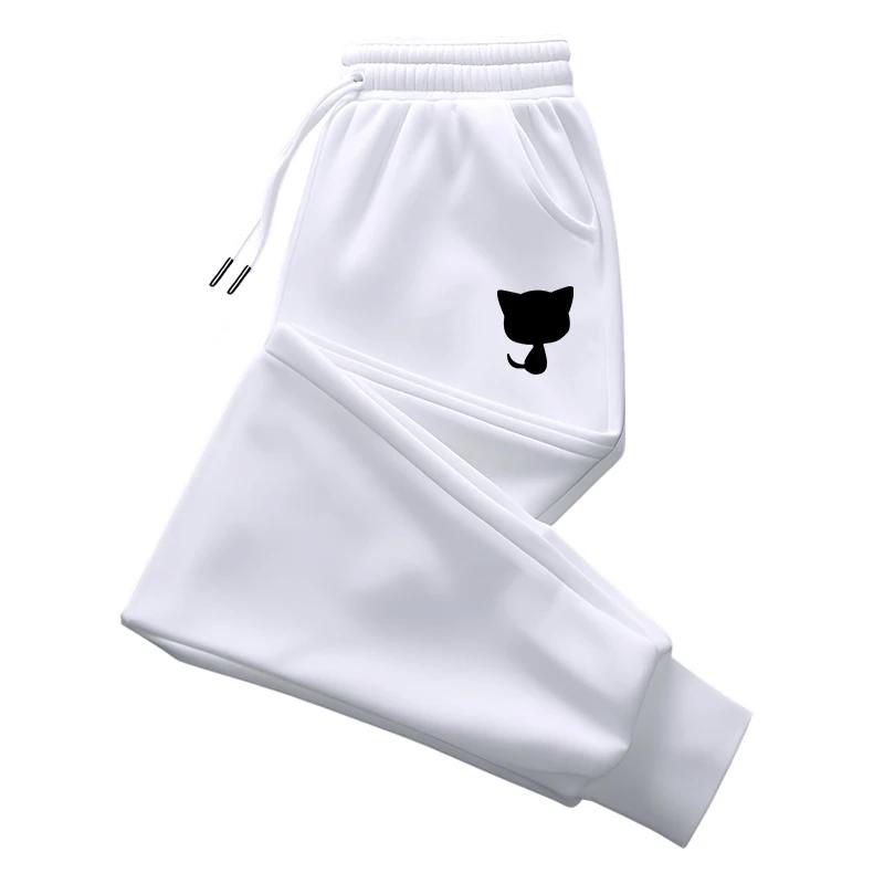 Женские спортивные штаны Arrival с милым принтом кошки, однотонные брюки, всесезонные, женские, домашние, уличные, удобные, теплые штаны для бега