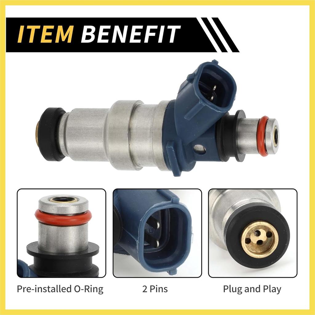 1 Pc Fuel Injector for Toyota Tacoma 1995-2001 Engine Fuel Injection Nozzle No.2320979085 4 Holes Plastic Silver Tone Blue Benefit