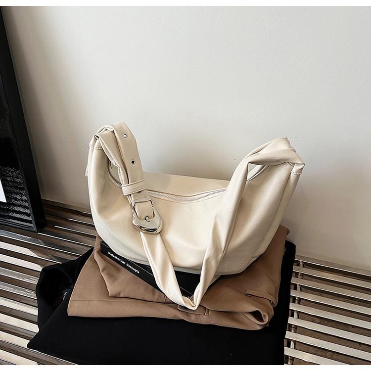 Ielgy Korean Style Large-Capacity Retro Soft Leather Dumpling Bag Lazy Style Casual All-Match One-Shoulder Mess