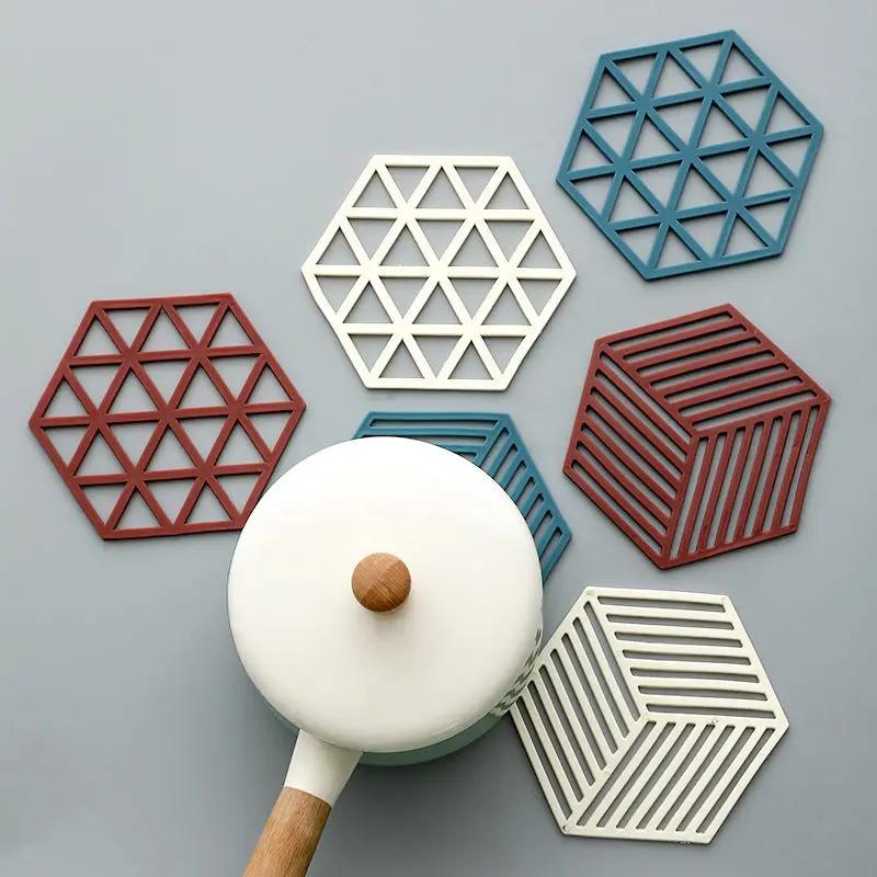 Силиконовый коврик для столовой посуды, подставка под стакан, шестигранный силиконовый коврик, теплоизоляционная подставка под миску, домашний декор для стола, кухонные принадлежности