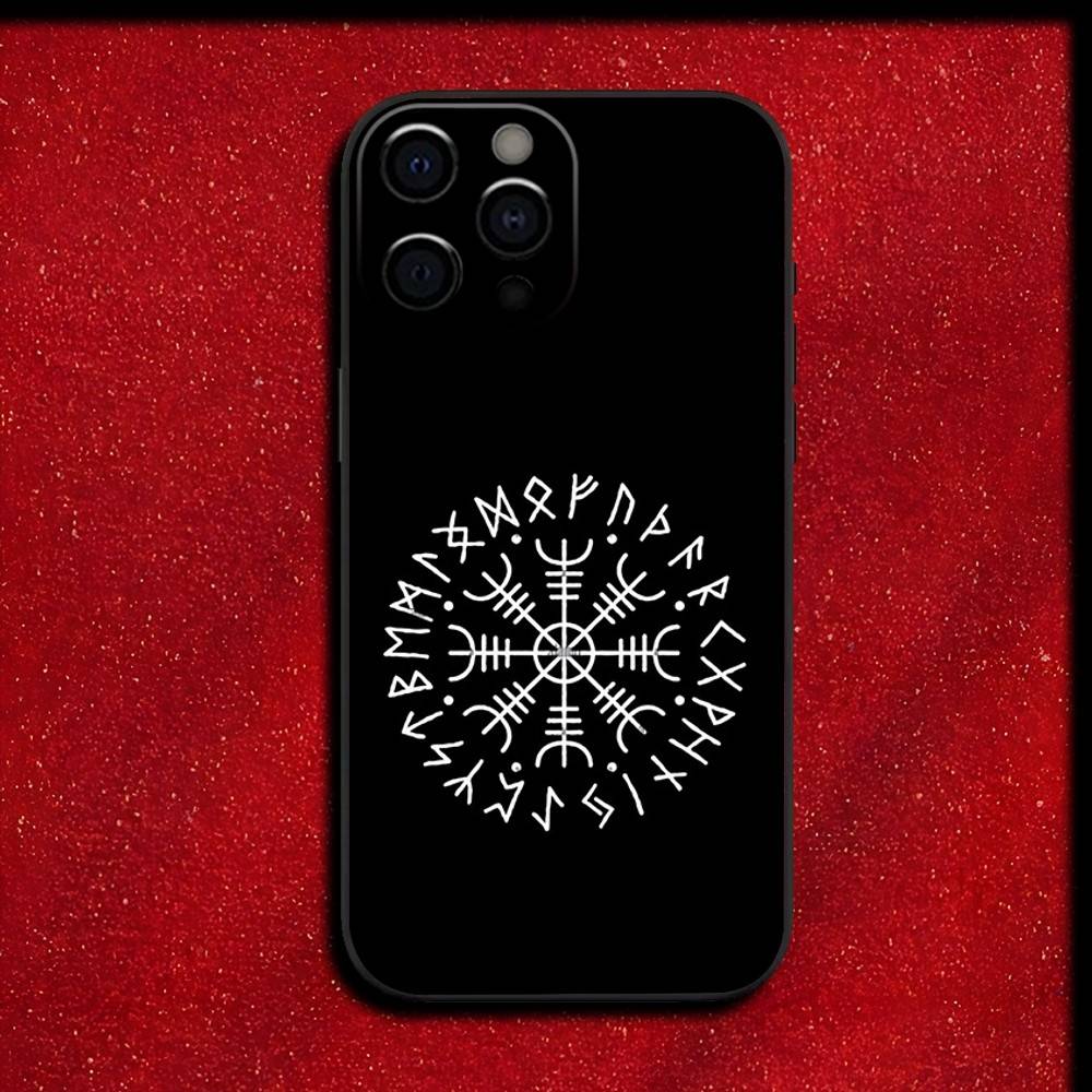 V-Викинг V-Вегвизир Навигационный Компас Чехол для Телефона Для iPhone 16,15,14,13,12,11,Pro,XS,Max,XR,Plus,E,SE4,Mini Черный Чехол