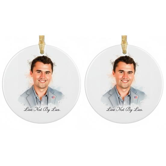 Charlie Kirk RIP Merch Live Not by Lies Conservative Christmas Ornament Memorial Tribute Keepsake