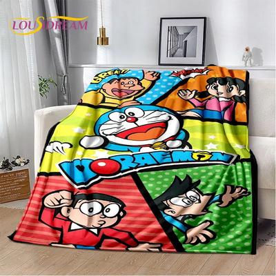 Плюшевое одеяло Doraemon, Мультяшное аниме, Мягкое, Фланелевое покрывало, Для гостиной, спальни, кровати, дивана, Пикника, Теплое для детей