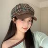 Vintage Plaid Beret Hat With Wide Brim For Women Winter Fashion Accessory