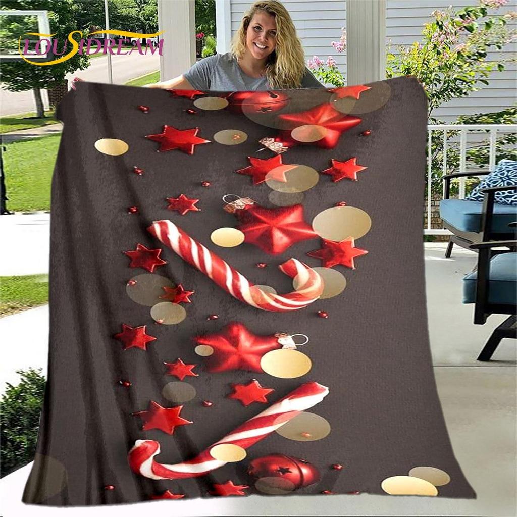 Одеяло с рисунком из мультфильма «С Рождеством и Новым годом», фланелевое одеяло, мягкое теплое одеяло для гостиной, спальни, кровати, дивана, подарок