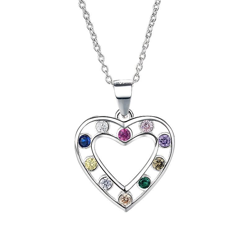 Chic Fashionable Sterling Color Love Shaped Female Pendant Pendant Necklace Crystalline Sterling Tone Color Diamond NecklaceFashion
