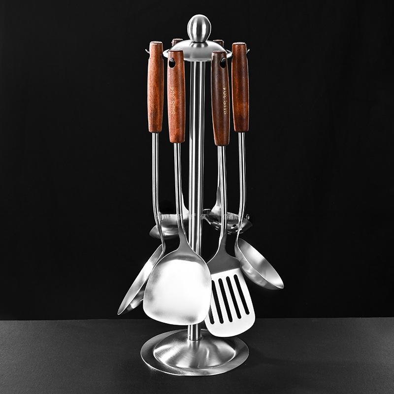 304 Stainless Steel Cooking Utensil Set Vintage Wooden Handle Kitchen Tools