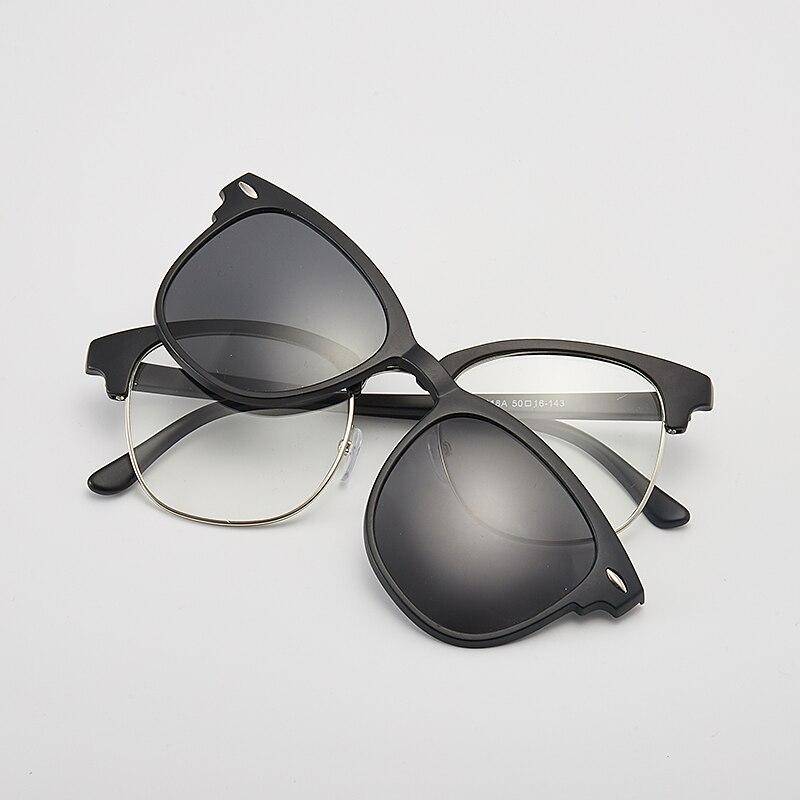 1/6 В 1 Магнитные Накладные Солнцезащитные Очки Для Мужчин Женщин Полароидная Рамка Для Очков С Сумкой Оптические Аксессуары