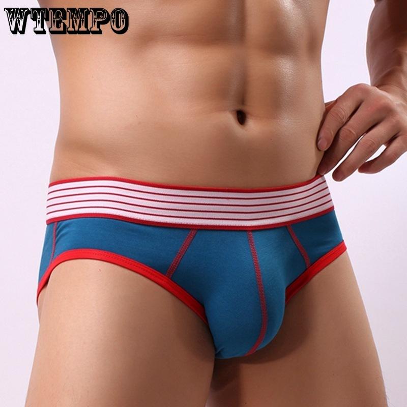 Мужское нижнее белье Ластовица из чистого хлопка Дышащее Однотонные Простые Трусы-треугольники U-образный выпуклый Сексуальное нижнее белье