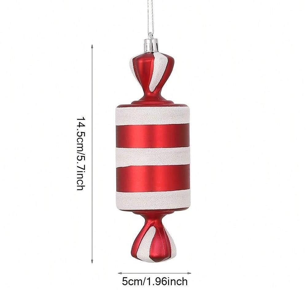 Hanging Loop Christmas Tree Ornaments Red White Lollipop Ornament Christmas Tree Decoration