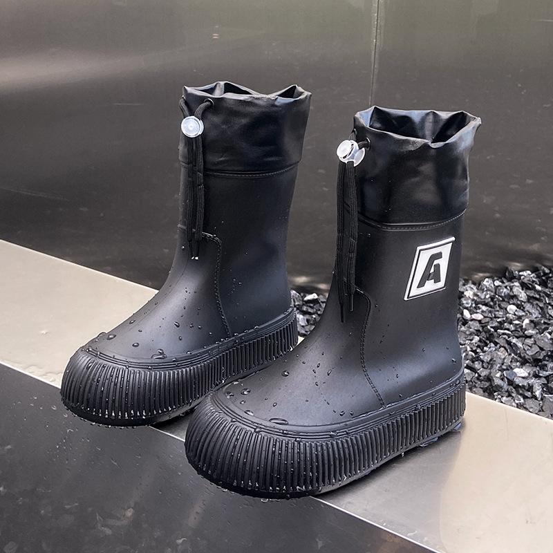 Зимние модные женские резиновые сапоги средней длины с толстыми подошвами, нескользящие женские резиновые сапоги, нескользящая обувь для отдыха на природе