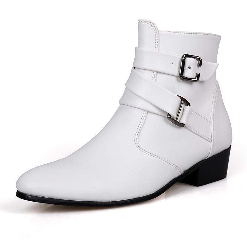Fashion Fashion Chelsea Boots Men White Leather Boots Men High Top Shoes For Men British Style Boots M