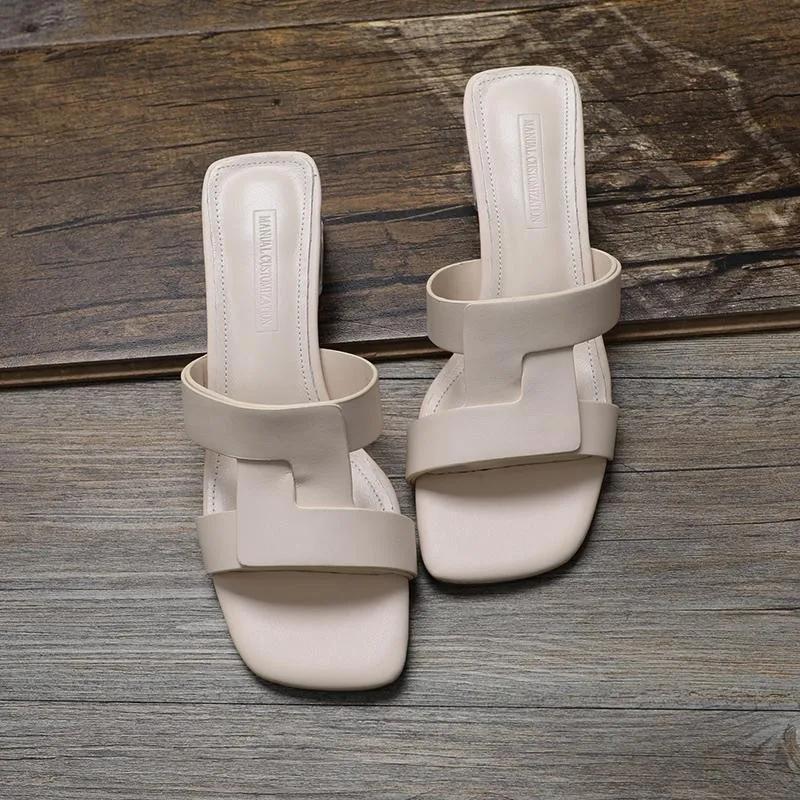 Fashion Women's Summer Sexy Elegant Sandals Cool Midheel Slippers Casual Female Single Shoes