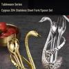 Luxury Stainless Steel Swan Holder Fruit Fork & Coffee Spoon Set