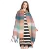 Winter Female Lattice Imitation Cashmere Scarf for Women Thick Warm Pashmina Bufanda Shawl Rainbow Tassel Echarpe Poncho Stoles