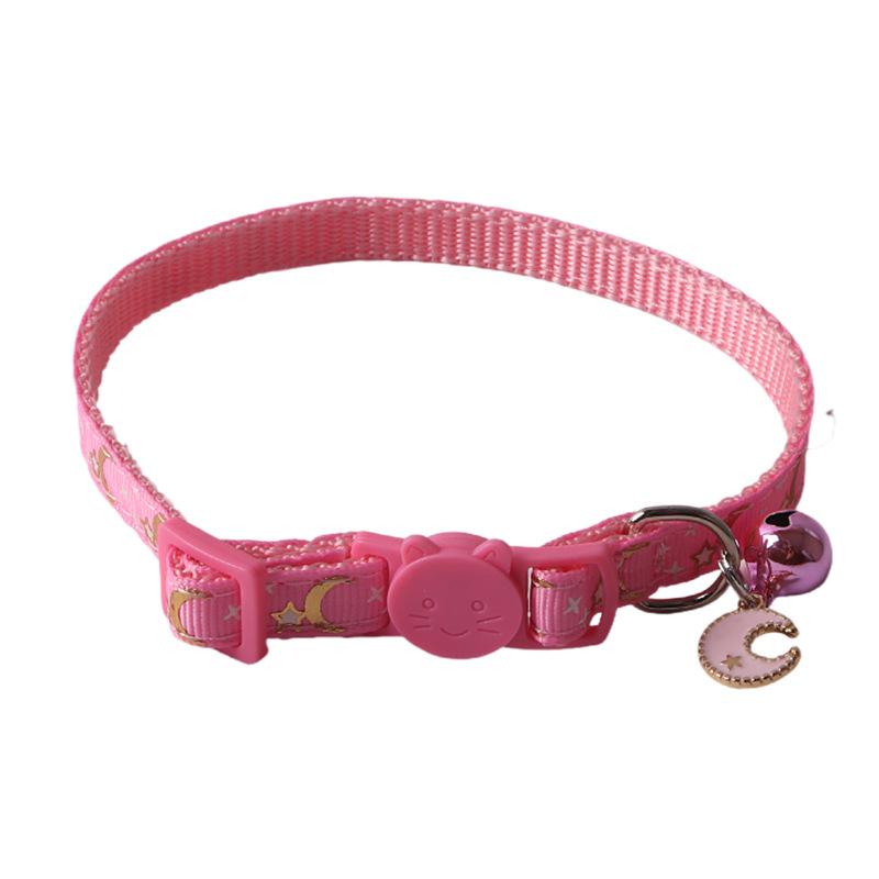 New Pet Dog Collar with Star Moon Pattern Gold Plated Buckle and Bell for Cats Dogs Dog Harness and Leash Set Dogs Accessoires