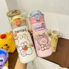 480ML Cartoon Insulated Water Bottle with Straw Thermos Tumbler Cartoon Pattern Bounce Cup Student