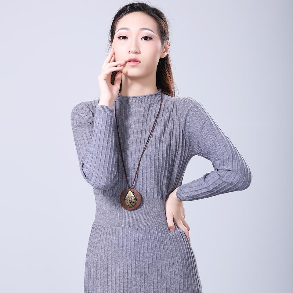 Круглый винтажный деревянный кулон в сочетании с металлом на кожаном длинном шнурке для женщин