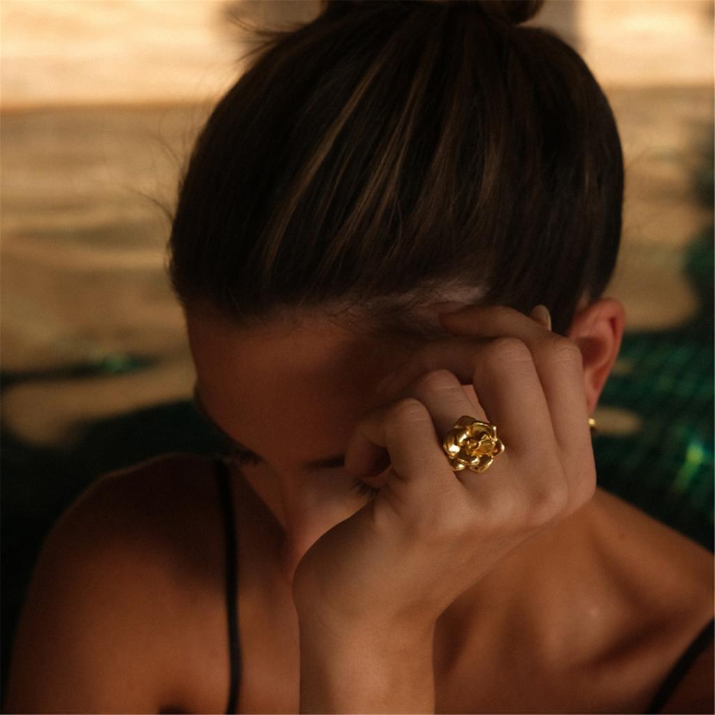 Шикарное кольцо с цветочным декором в виде камелии и розы, изысканное, с покрытием из 18-каратного золота, кольца с камелиями и розами для коллекционеров ретро-украшений