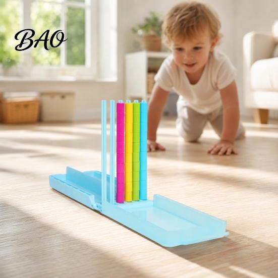 Portable Children Game 1/2 Sets Color Sorting Stacking Game, Rainbow Ring Stack Puzzle for Hand-eye Coordination Kids Adults, Challenge Board