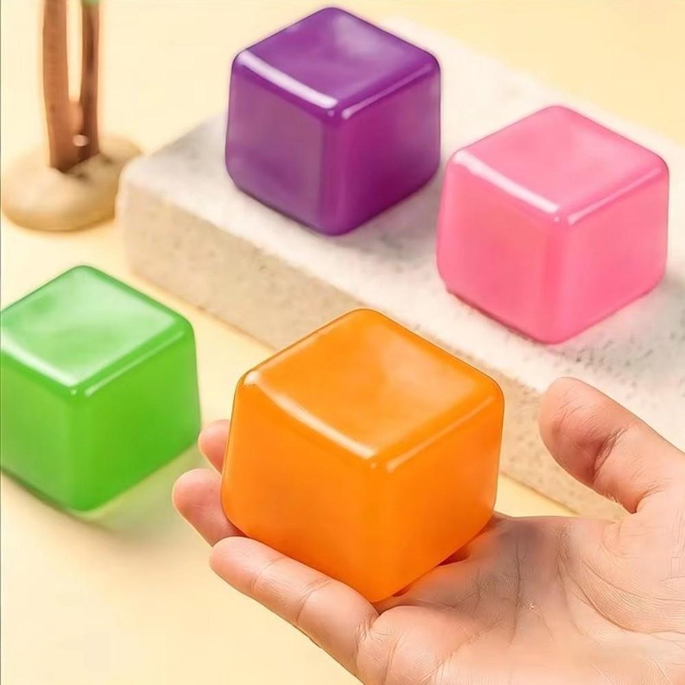 Glitter Cube Squeeze Toy Slow Rise Cube Fidget Toy Stretchable Ice Cube Squishy Toy Adults