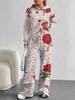 Purple Flower European And American Autumn And Winter Casual Long-Sleeved Suit Women'S Hooded Sweater Trousers Suit