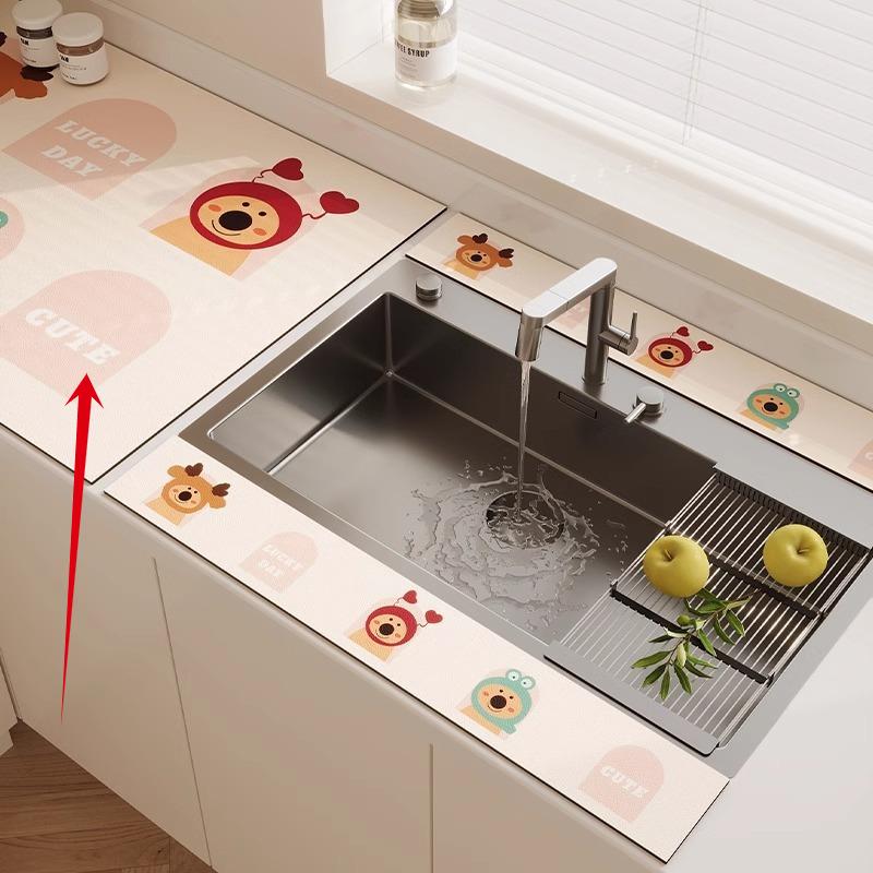 3 шт. Кухонный смеситель Диатомовая земля Пробка для воды Коврик для слива Впитывающий коврик для столешницы в ванной Длинная узкая подставка-костер