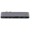 1-Piece Aluminum Alloy Type-C Expansion Dock, 7-in-1 Hub, Gray, Compatible with MacBook
