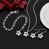 Popular s   Copper pretty Crystal Star necklace earring bracelet Jewelry set Women Fashion Wedding accessories