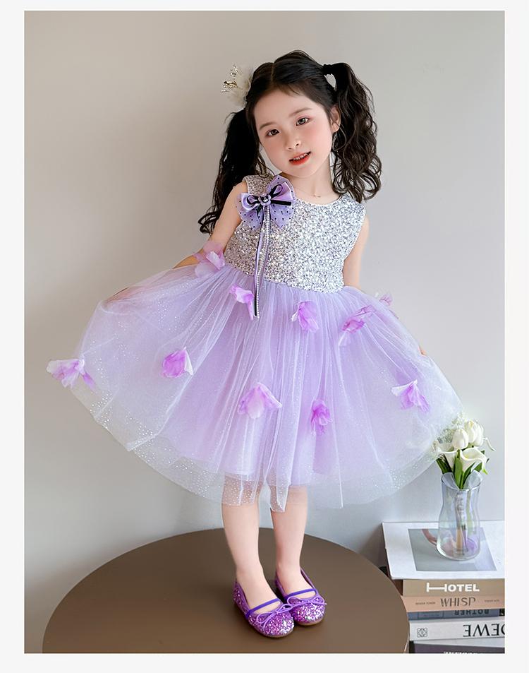 Sweet sequined mesh princess dress for girls, 2026 summer new item, sleeveless and stylish dress for baby girls
