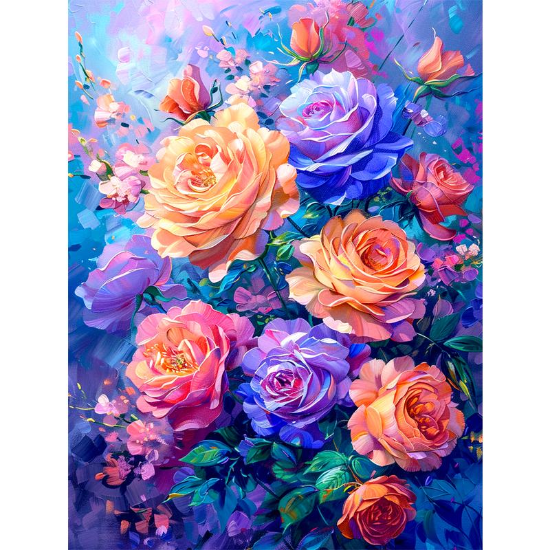 5d DIY Diamond Painting Cross Stitch Colorful Rose Flowers Diamond Embroidery Mosaic Full Round Drill Home Decor