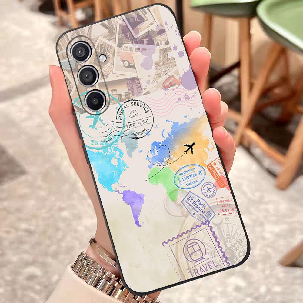 Чехол для телефона с рисунком маршрута самолета для Samsung S25 Edge 24 23 22 21 20 Ultra Plus Fe Galaxy A54 53 34 25 16 Силиконовая крышка