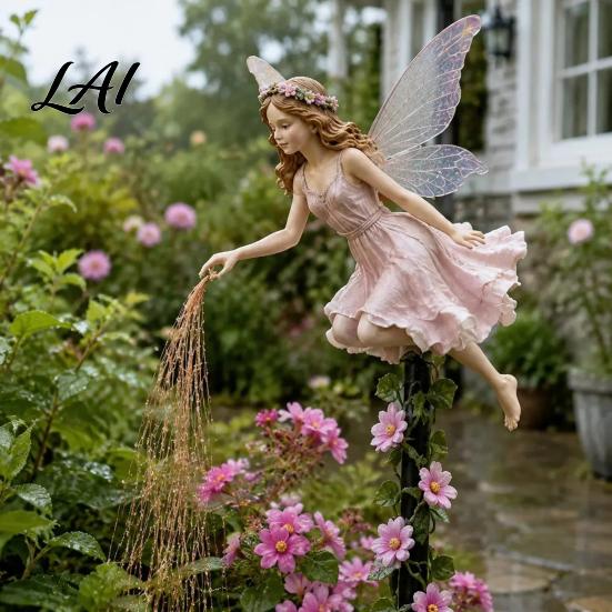 Solar Powered Fairy Garden Lights Sprinkling Magic Dust Light Outdoor Front Yard Decorative Ornaments for Gardens Statue with LED Light String,