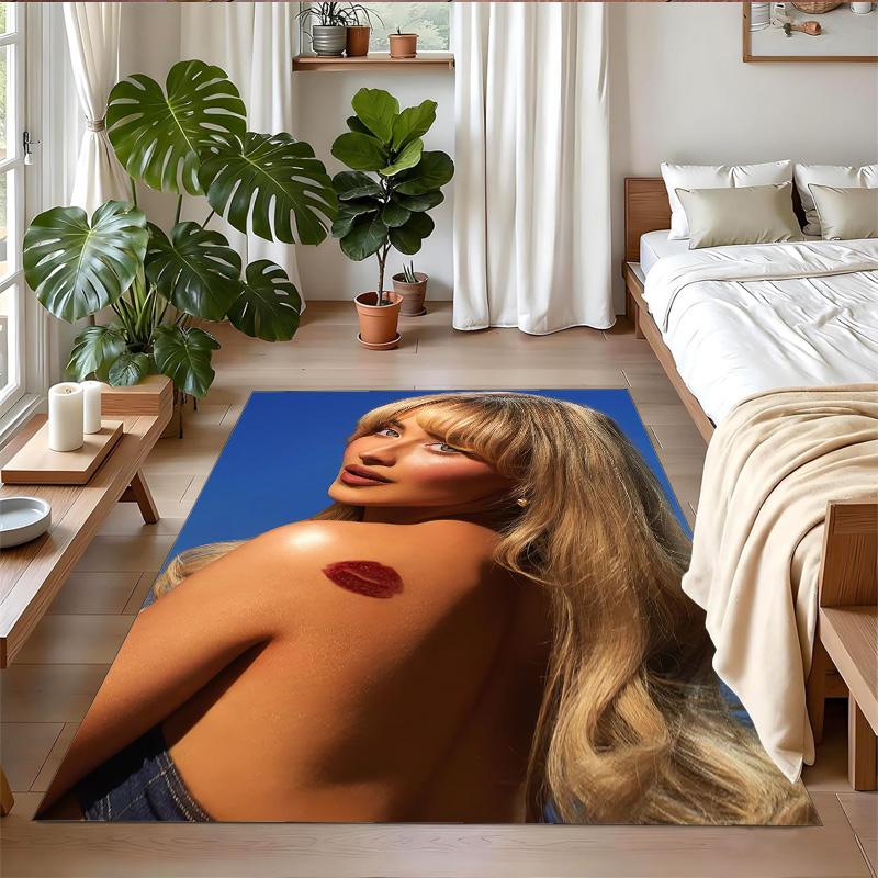 Sabrina Carpenter Print Crystal Velvet Plush Rug Anti?Slip Wear?Resistant Floor Carpet For Indoor Household Home Decoration
