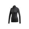 Solid Color Stand Collar Zip Casual Sports Training Jacket Women Jackets Black DM5362