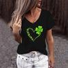 European and American Women's V-neck T-shirt Personalized Cartoon Cat Pattern 3D Printed Short Sleeve Fashion Trend Top