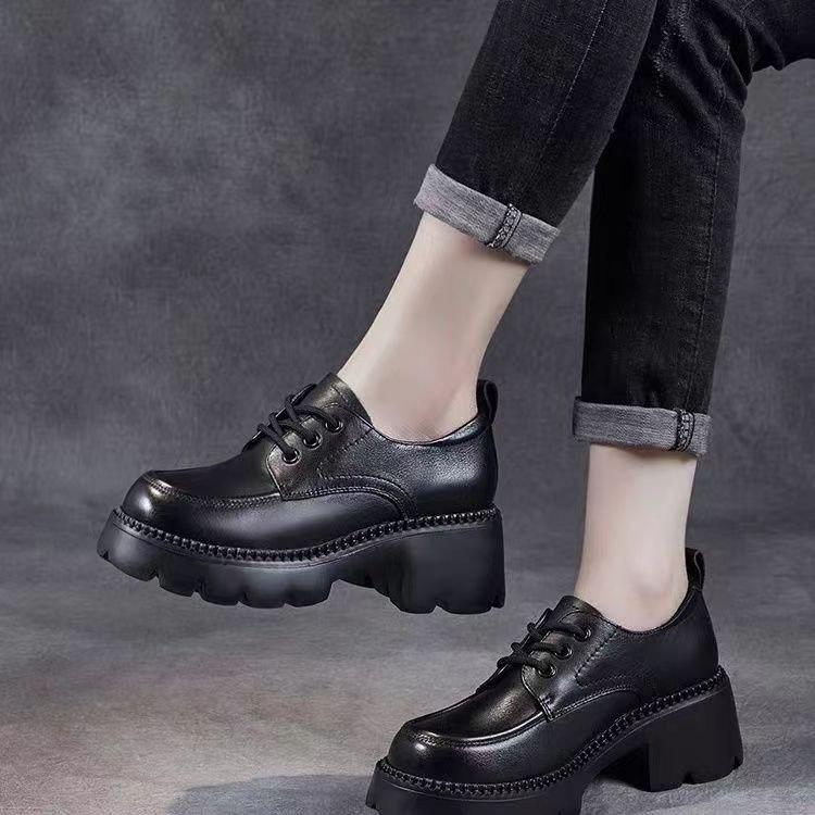 British Style Small Leather Shoes Women's High Heels with Skirts 2025 Autumn New Heightened Platform Loafers Mary Jane Single Shoes