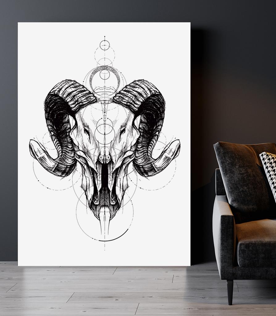 Poster Sketch Skull Geometry