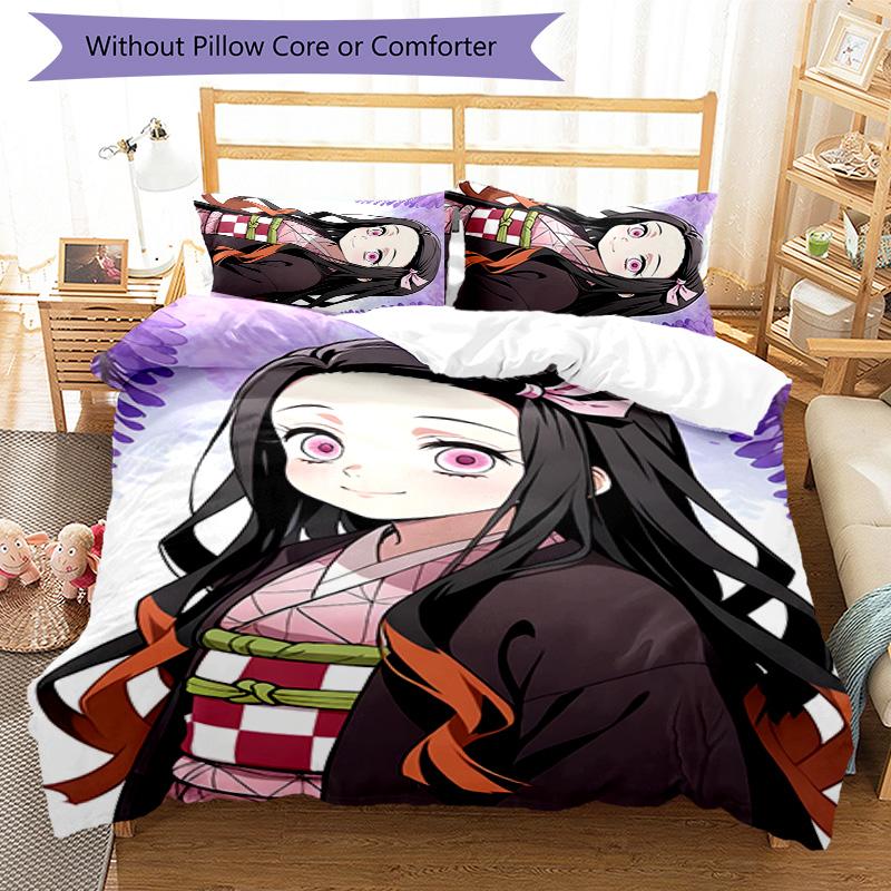 3pcs nezouko7 Design Cover Set - HD Printed Bedding with 1 Cover and 2 Pillowcases - Perfect for Home and Dorm Decor
